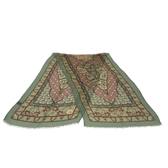 Auth ETRO - Light Green Pink Multi Scarf - Picture 1 of 4